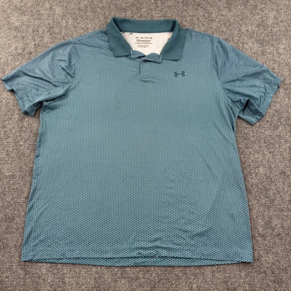 Under Armour Performance Polo‎ XXL Blue Geometric Honeycomb Print Men's